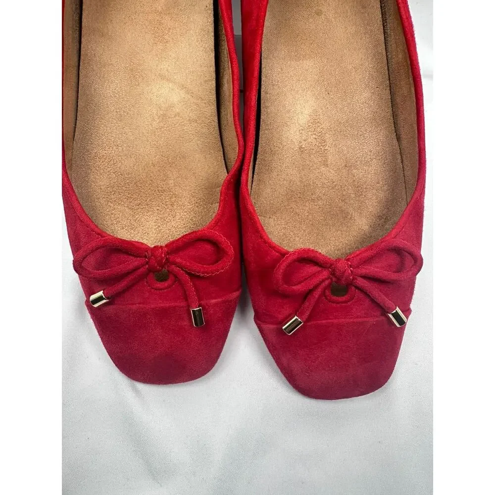 Vionic Klara Women's Size 9 M Casual Red Suede Flats Shoes With Bow - Picture 5 of 9